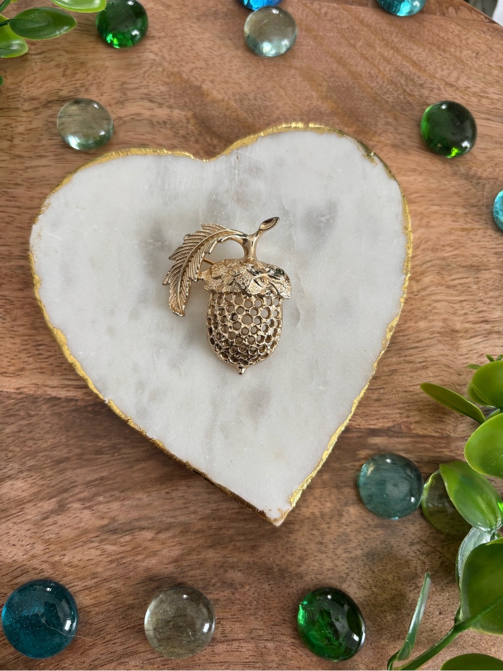 Gold Acorn Seeded Brooch